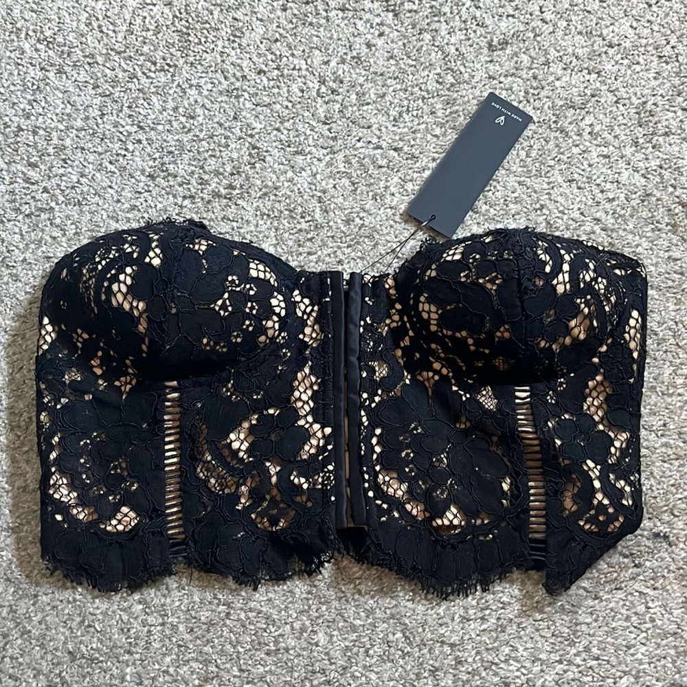 Lulus Black Lace Strapless Top